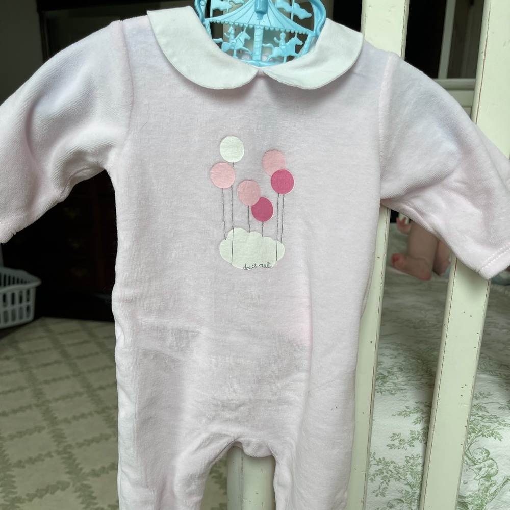 Baby Pink Jacadi Velour Footie